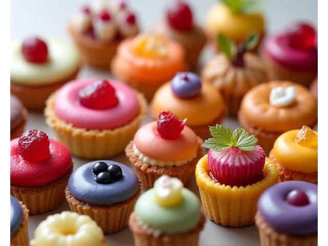 Assortiment de mignardises aux couleurs vives et textures variées